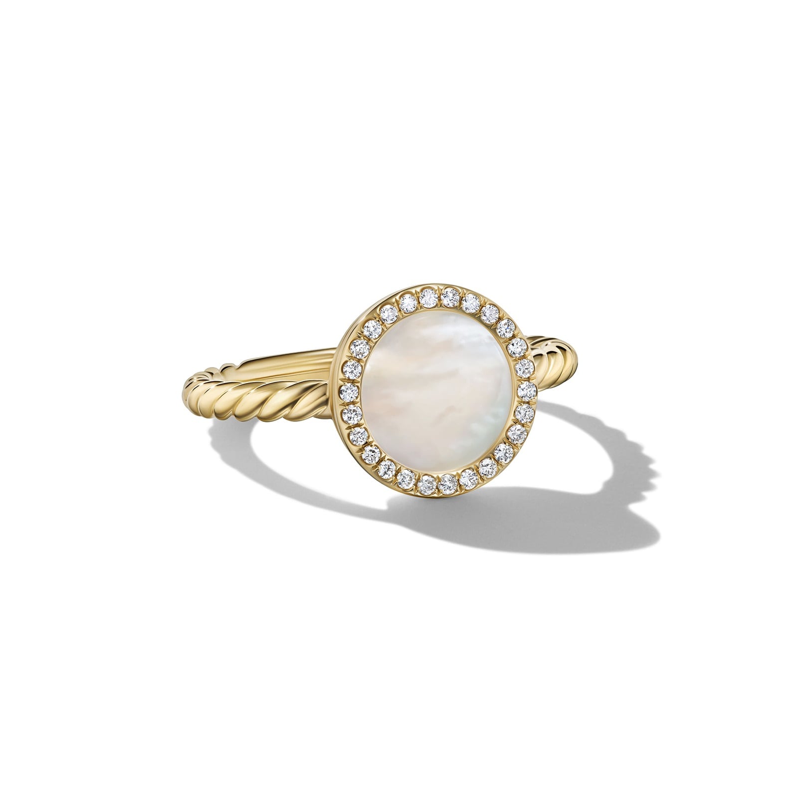 David Yurman Petite DY Elements® Ring in 18ct Yellow Gold with Mother of Pearl and Diamonds, 11.3mm David Yurman Petite DY Elements® Ring in 18ct Yellow Gold with Mother of Pearl and Diamonds, 11.3mm