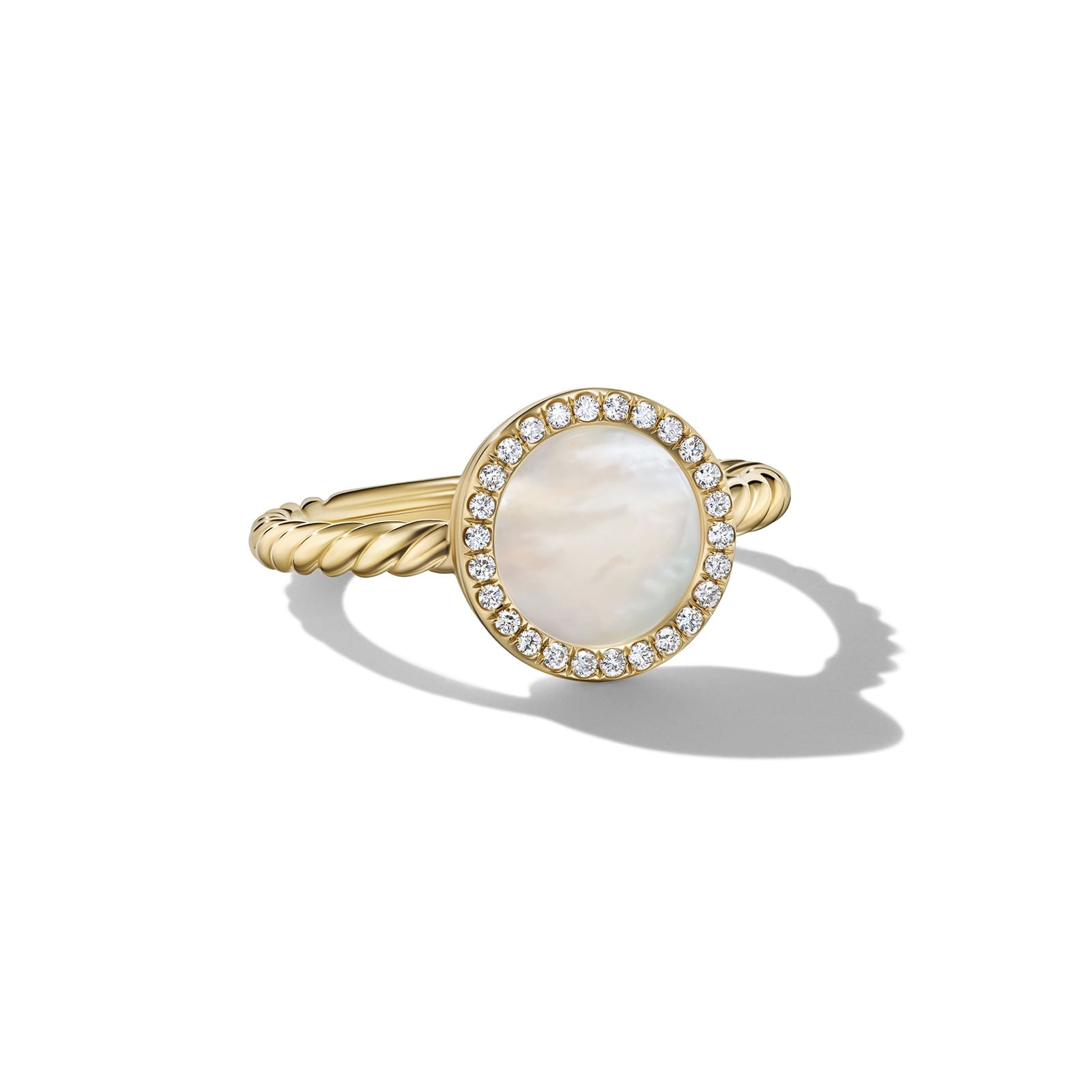 David Yurman Petite DY Elements® in 18ct Yellow Gold with Mother of Pearl and Diamonds, 11.3mm