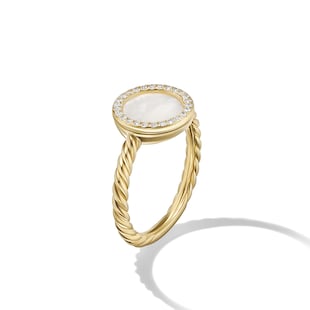 David Yurman Petite DY Elements® Ring in 18ct Yellow Gold with Mother of Pearl and Diamonds, 11.3mm