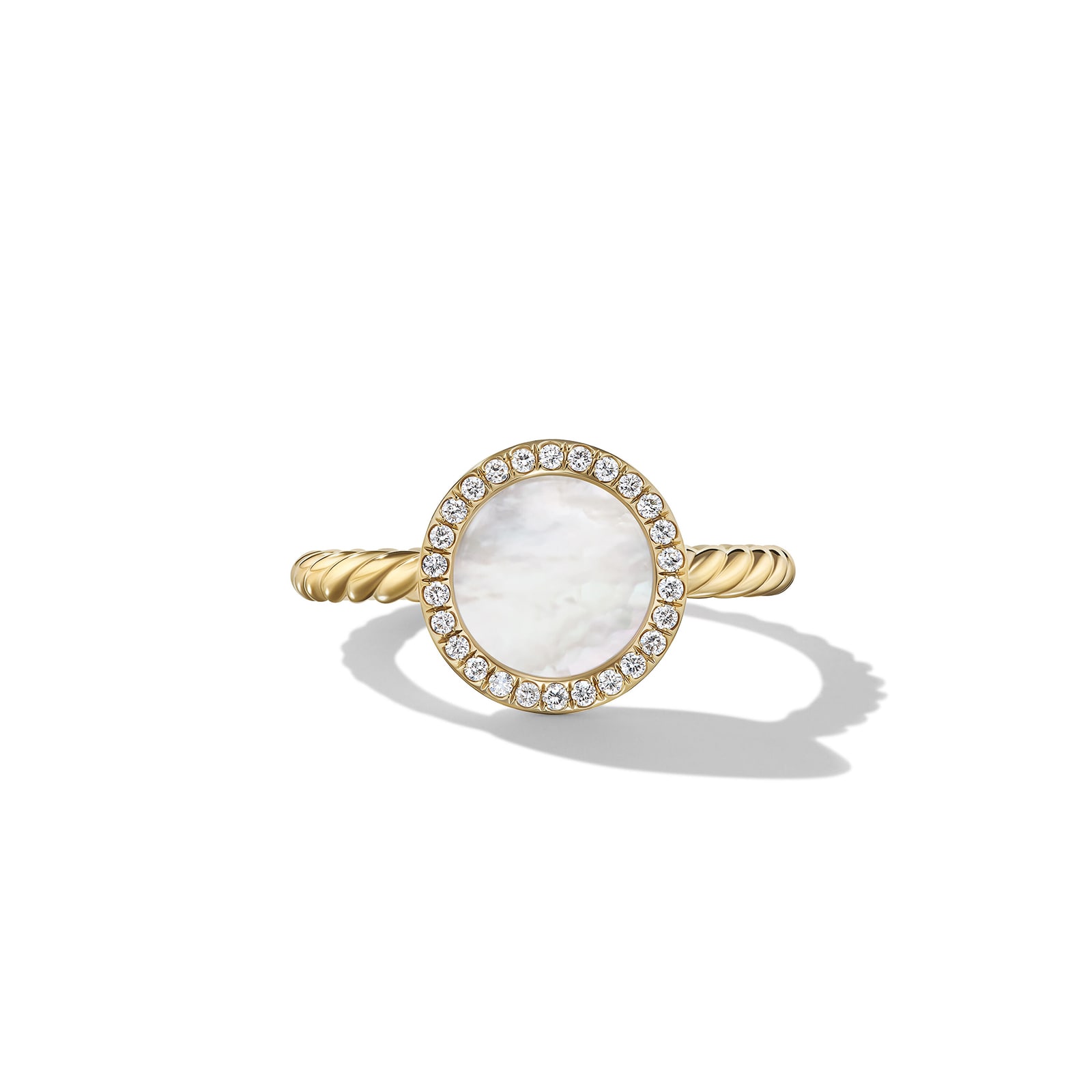 David Yurman Petite DY Elements® Ring in 18ct Yellow Gold with Mother of Pearl and Diamonds, 11.3mm David Yurman Petite DY Elements® Ring in 18ct Yellow Gold with Mother of Pearl and Diamonds, 11.3mm