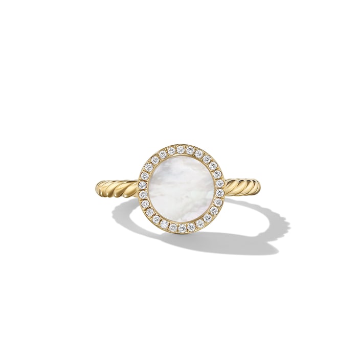 David Yurman Petite DY Elements® in 18ct Yellow Gold with Mother of Pearl and Diamonds, 11.3mm