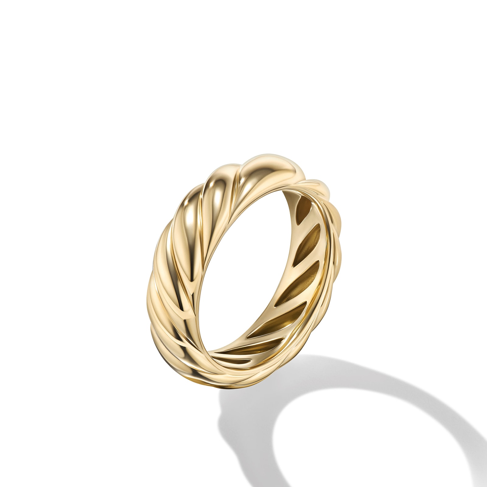 David Yurman Sculpted Cable Band Ring in 18ct Yellow Gold, 6mm