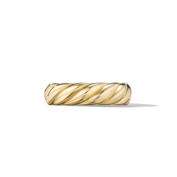 David Yurman Sculpted Cable Band Ring in 18ct Yellow Gold, 6mm