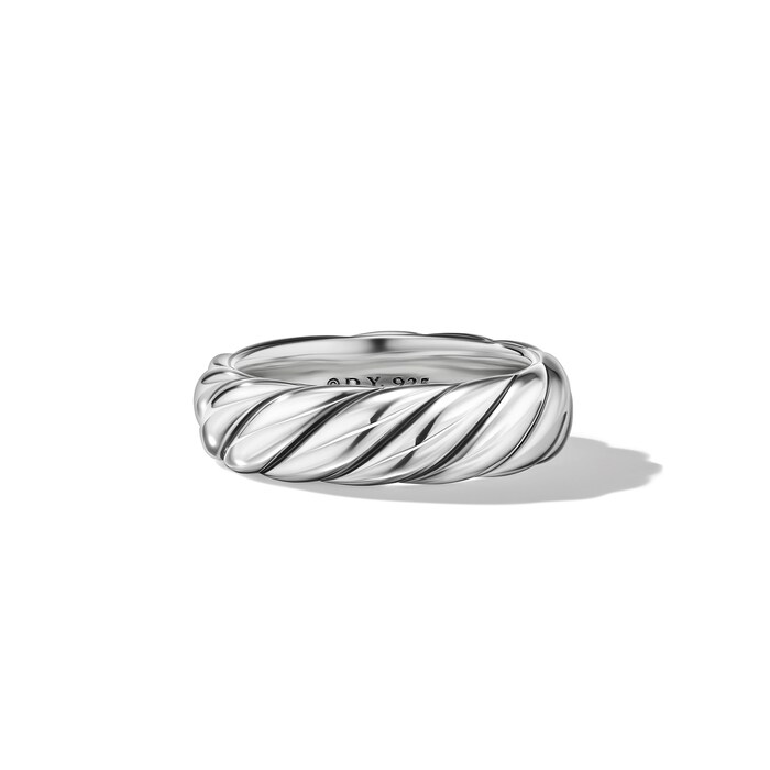 David Yurman Sculpted Cable Band Ring in Sterling Silver, 6mm