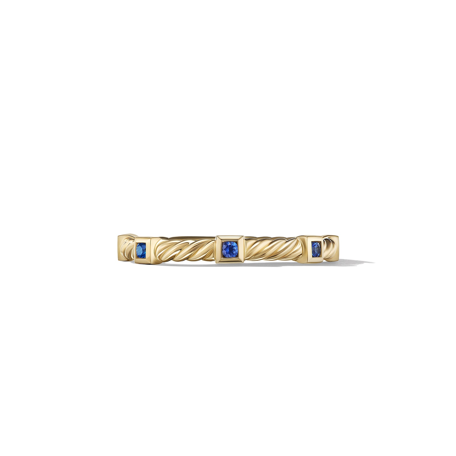David Yurman Cable Collectibles® Stack Ring in 18ct Yellow Gold with Blue Sapphires, 2mm David Yurman Cable Collectibles® Stack Ring in 18ct Yellow Gold with Blue Sapphires, 2mm
