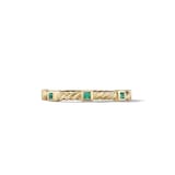 David Yurman Cable Collectibles® Stack Ring in 18ct Yellow Gold with Emeralds, 2mm