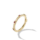 David Yurman Cable Collectibles® Stack Ring in 18ct Yellow Gold with Rubies, 2mm