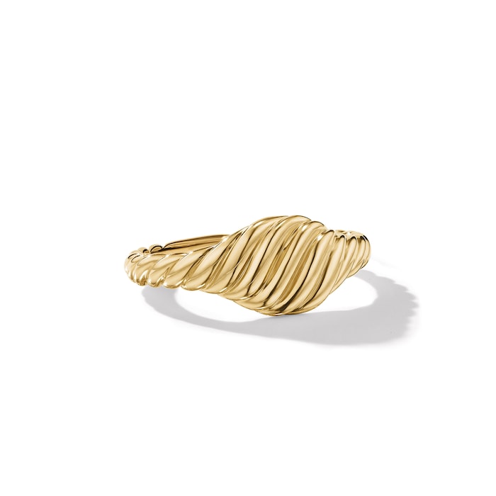 David Yurman Sculpted Cable Micro Pinky Ring in 18ct Yellow Gold, 7mm