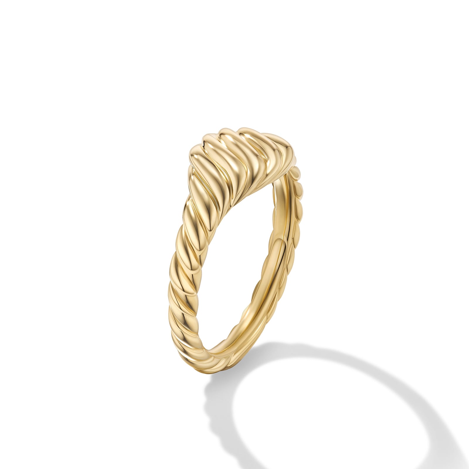 David Yurman Sculpted Cable Micro Pinky Ring in 18ct Yellow Gold, 7mm