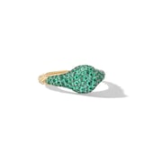 David Yurman Petite Pavé Pinky Ring in 18ct Yellow Gold with Emeralds, 7mm