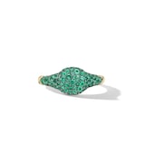 David Yurman Petite Pavé Pinky Ring in 18ct Yellow Gold with Emeralds, 7mm