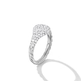 David Yurman Petite Pavé Pinky Ring in 18ct Yellow Gold with Diamonds, 7mm