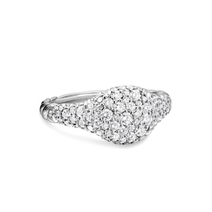 David Yurman Petite Pavé Pinky Ring in 18ct White Gold with Diamonds, 7mm