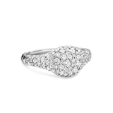 David Yurman Petite Pavé Pinky Ring in 18ct White Gold with Diamonds, 7mm - Ring Size E.5