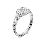 David Yurman Petite Pavé Pinky Ring in 18ct White Gold with Diamonds, 7mm - Ring Size E.5