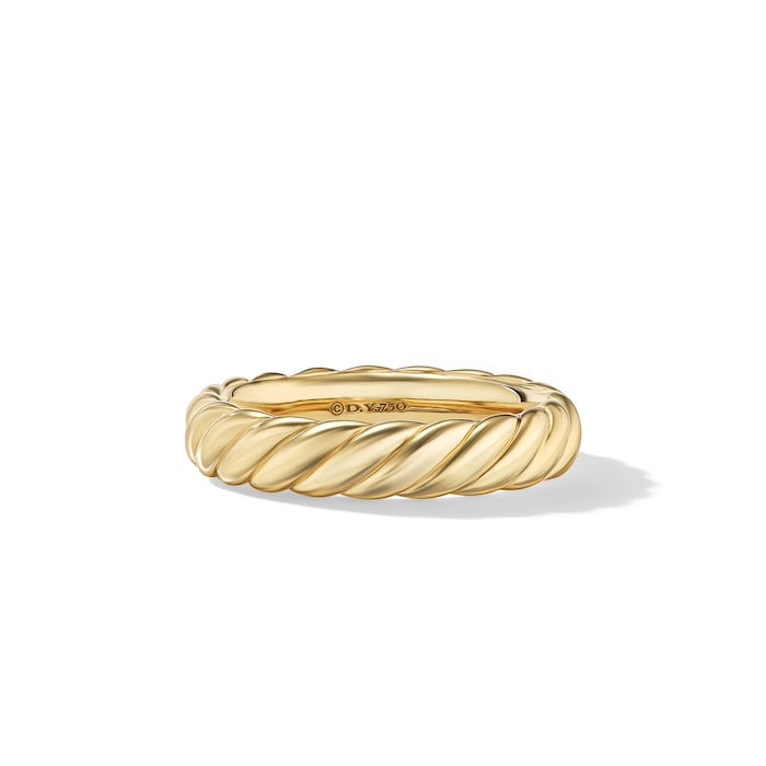 David Yurman Sculpted Cable Band Ring in 18ct Yellow Gold, 4.6mm