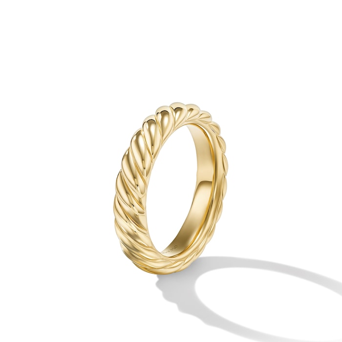 David Yurman Sculpted Cable Band Ring in 18ct Yellow Gold, 4.6mm