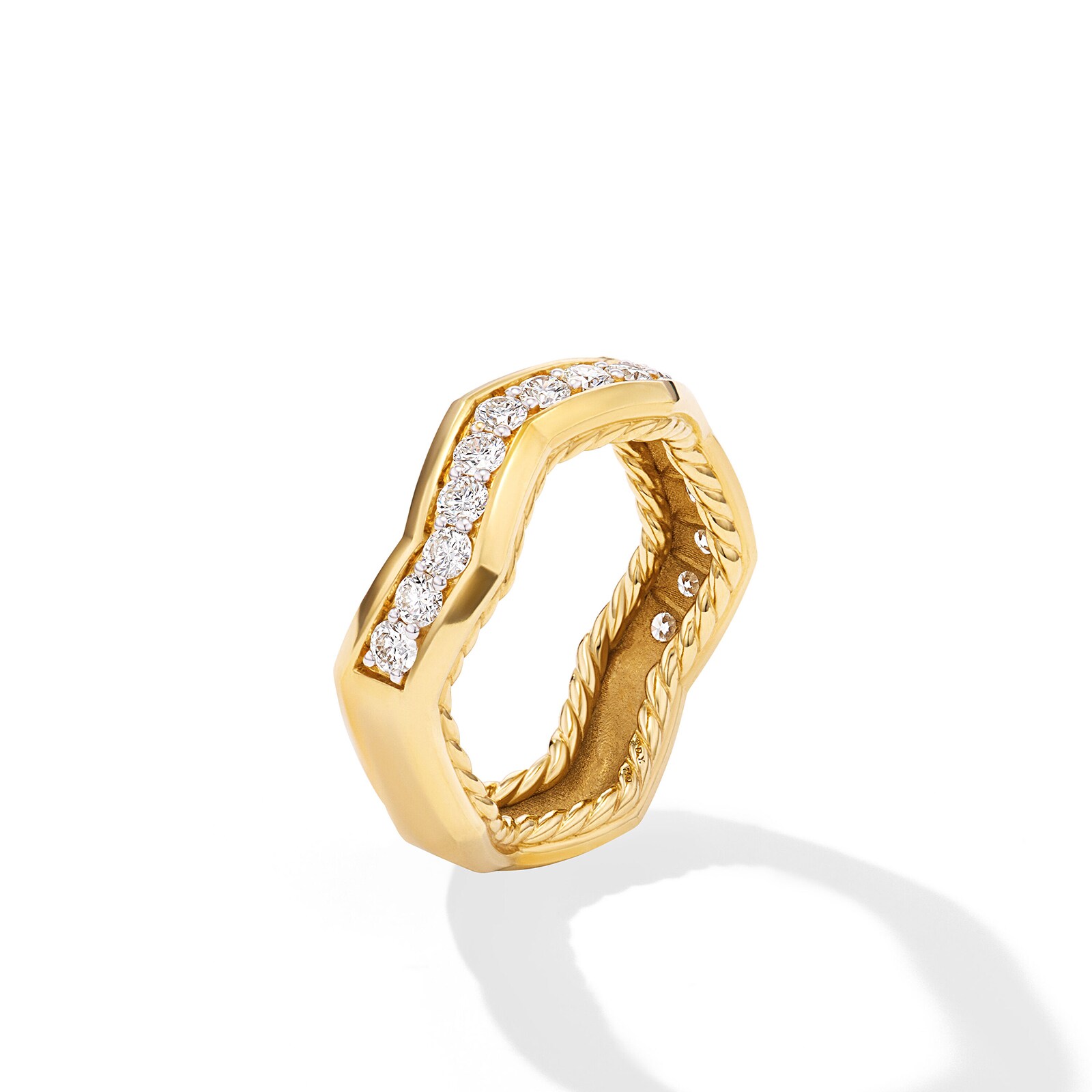 David Yurman Zig Zag Stax™ Ring in 18ct Yellow Gold with Diamonds, 5mm
