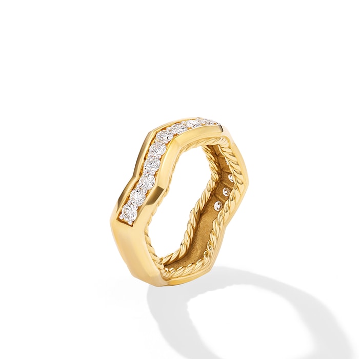 David Yurman Zig Zag Stax™ Ring in 18ct Yellow Gold with Diamonds, 5mm