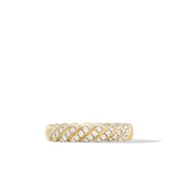 David Yurman Sculpted Cable Band Ring in 18ct Yellow Gold with Diamonds, 4.6mm