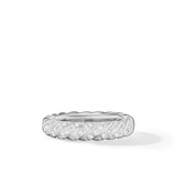 David Yurman Sculpted Cable Band Ring in 18ct White Gold with Diamonds, 4.6mm