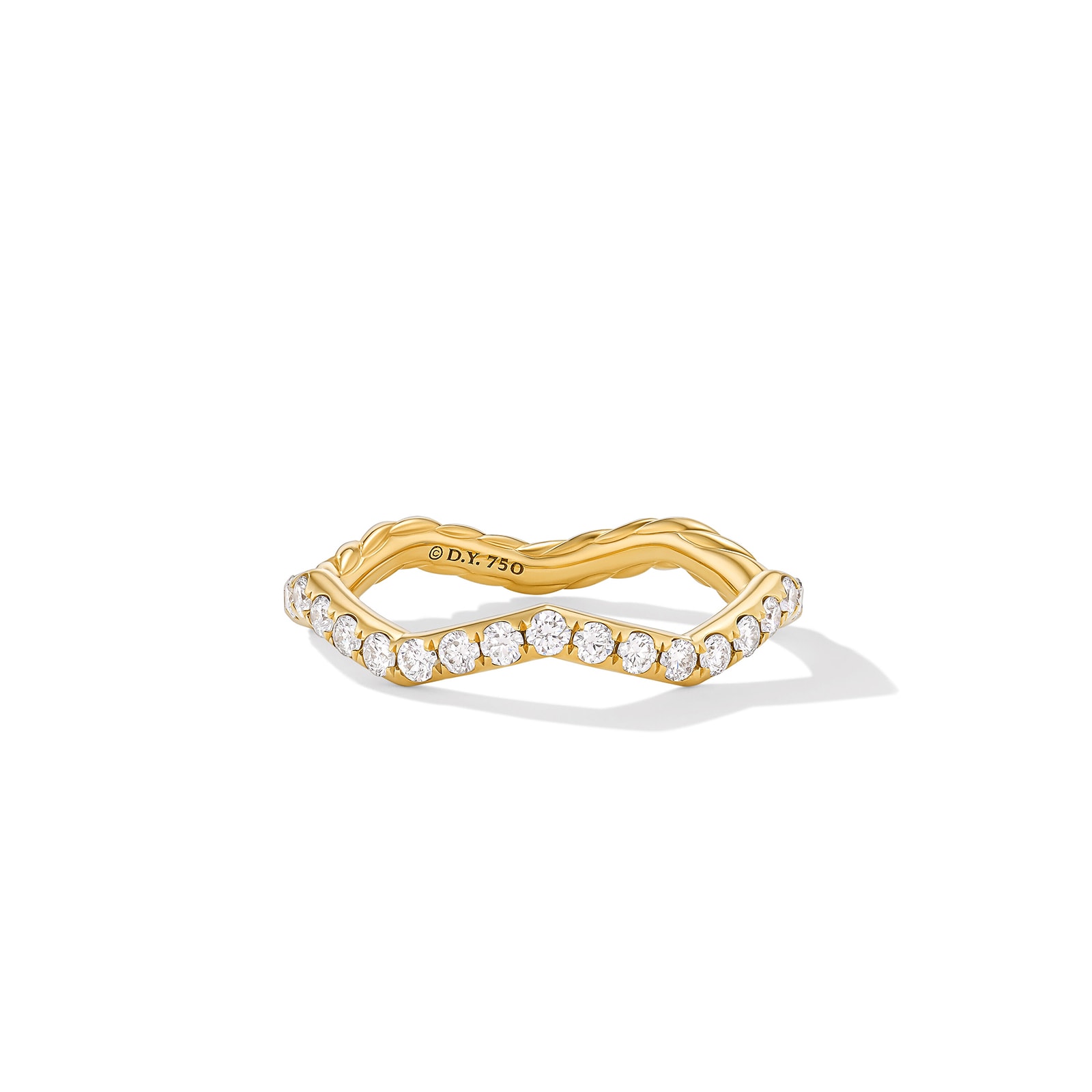 David Yurman Zig Zag Stax™ Ring in 18ct Yellow Gold with Diamonds, 2mm