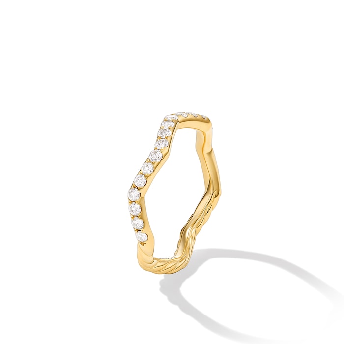 David Yurman Zig Zag Stax™ Ring in 18ct Yellow Gold with Diamonds, 2mm