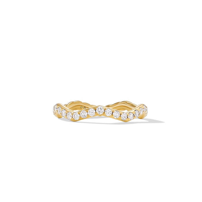 David Yurman Zig Zag Stax™ Ring in 18ct Yellow Gold with Diamonds, 2mm