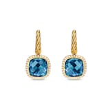 David Yurman Albion® Drop Earrings In 18ct Yellow Gold with Hampton Blue Topaz and Diamonds, 10mm