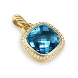 David Yurman Albion® Pendant In 18ct Yellow Gold with Hampton Blue Topaz and Diamonds, 11mm