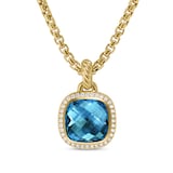 David Yurman Albion® Pendant In 18ct Yellow Gold with Hampton Blue Topaz and Diamonds, 11mm