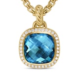 David Yurman Albion® Pendant In 18ct Yellow Gold with Hampton Blue Topaz and Diamonds, 11mm