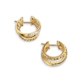 David Yurman Crossover Trio Multi Row Hoop Earrings In 18ct Yellow Gold With Diamonds, 18mm