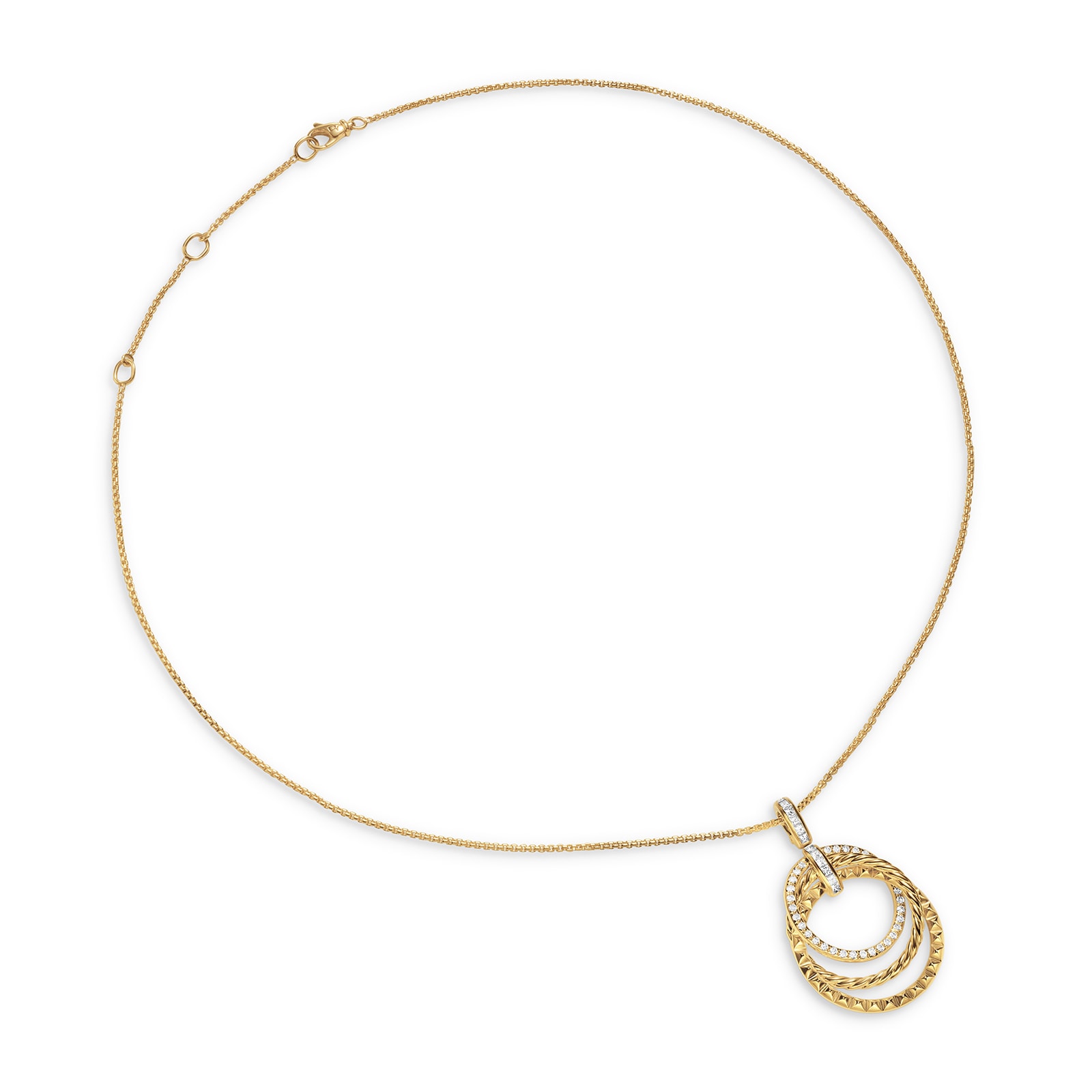 David Yurman Crossover Trio Pendant Necklace In 18ct Yellow Gold With Diamonds, 24mm David Yurman Crossover Trio Pendant Necklace In 18ct Yellow Gold With Diamonds, 24mm