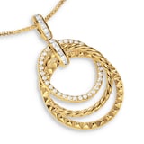David Yurman Crossover Trio Pendant Necklace In 18ct Yellow Gold With Diamonds, 24mm