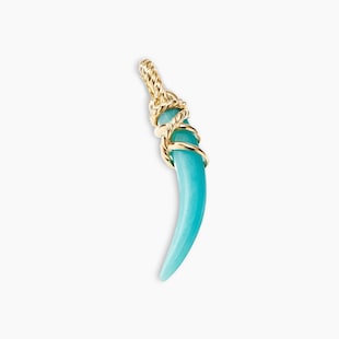 David Yurman Tusk Amulet In 18ct Yellow Gold With Amazonite, 42mm