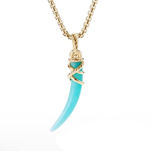 David Yurman Tusk Amulet In 18ct Yellow Gold With Amazonite, 42mm
