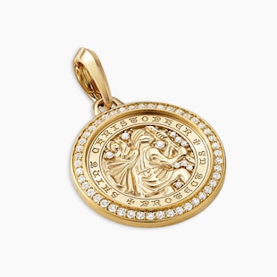 David Yurman St. Christopher Amulet In 18ct Yellow Gold With Diamonds, 26.5mm