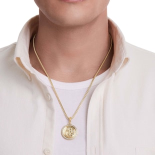 David Yurman St. Christopher Amulet In 18ct Yellow Gold With Diamonds, 26.5mm