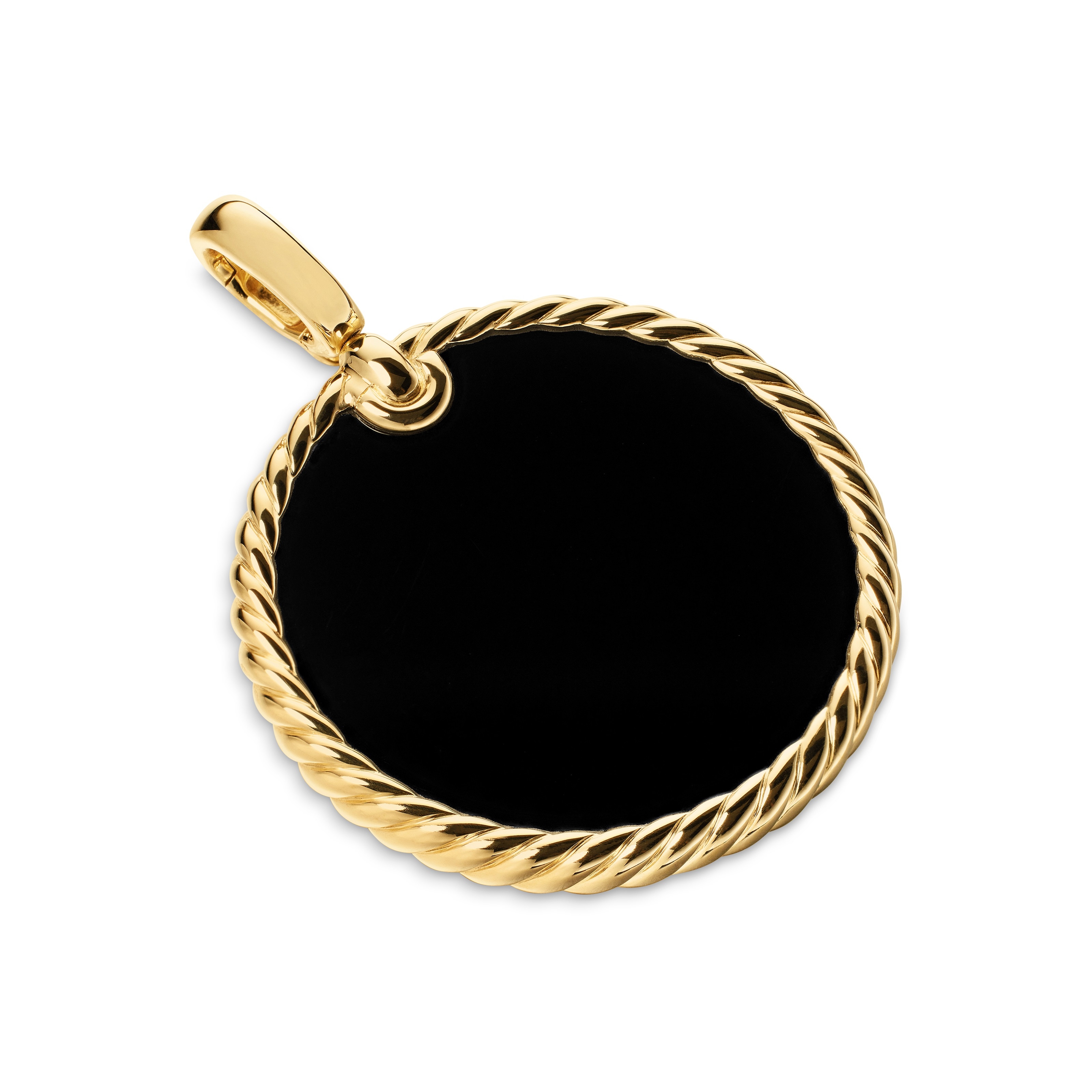 DY Elements® Disc Pendant In 18ct Yellow Gold With Black Onyx Reversible to Mother Of Pearl, 32mm