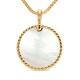David Yurman DY Elements® Disc Pendant In 18ct Yellow Gold With Black Onyx Reversible to Mother Of Pearl, 32mm