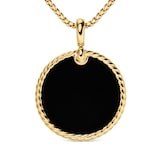 David Yurman DY Elements® Disc Pendant In 18ct Yellow Gold With Black Onyx Reversible to Mother Of Pearl, 32mm
