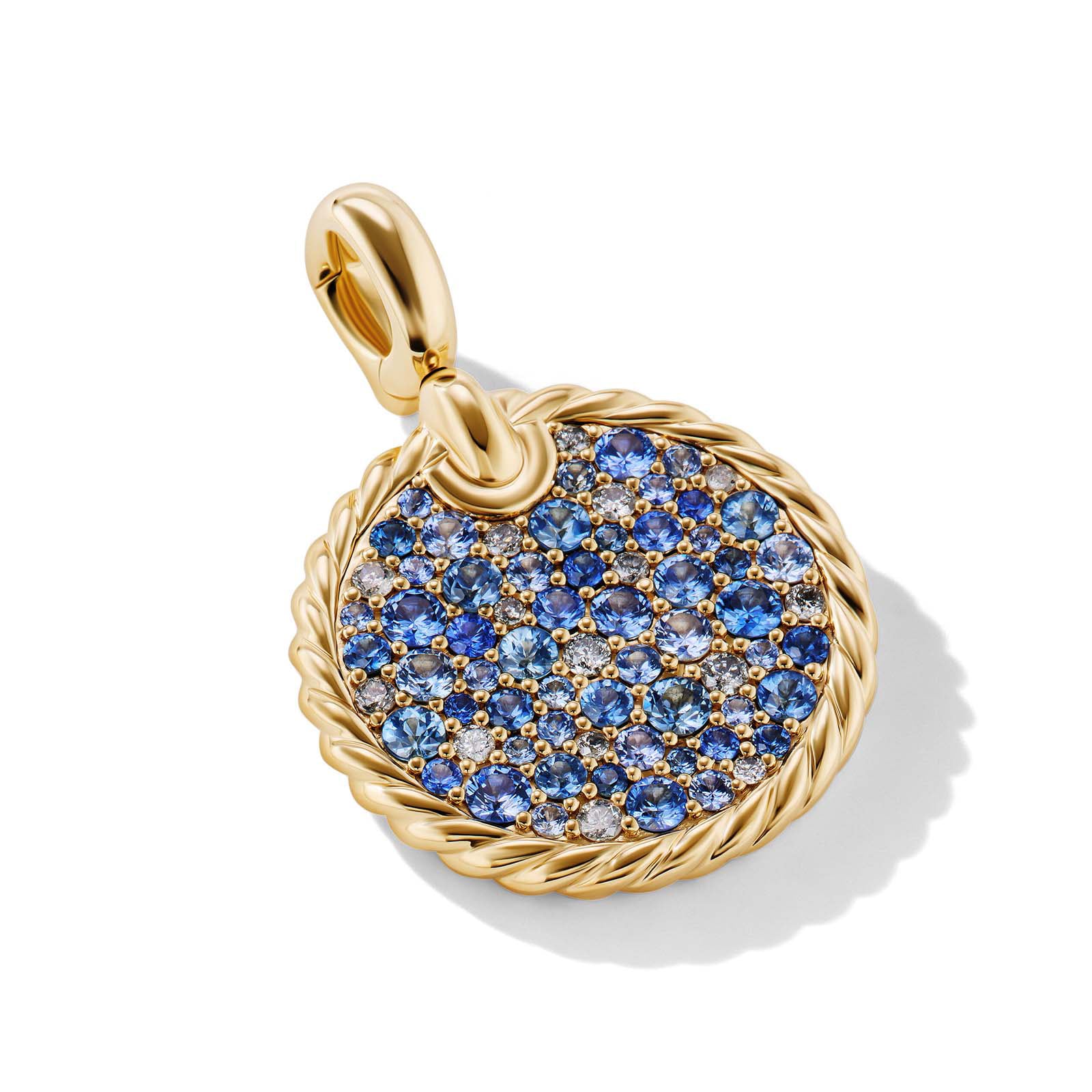 DY Elements® Colour Pendant In 18ct Yellow Gold With Pavé Blue Sapphires and Diamonds, 30mm