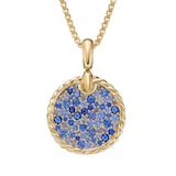 David Yurman DY Elements® Colour Pendant In 18ct Yellow Gold With Pavé Blue Sapphires and Diamonds, 30mm