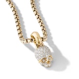 David Yurman Skull Amulet In 18ct Yellow Gold With Full Pavé Diamonds, 14mm