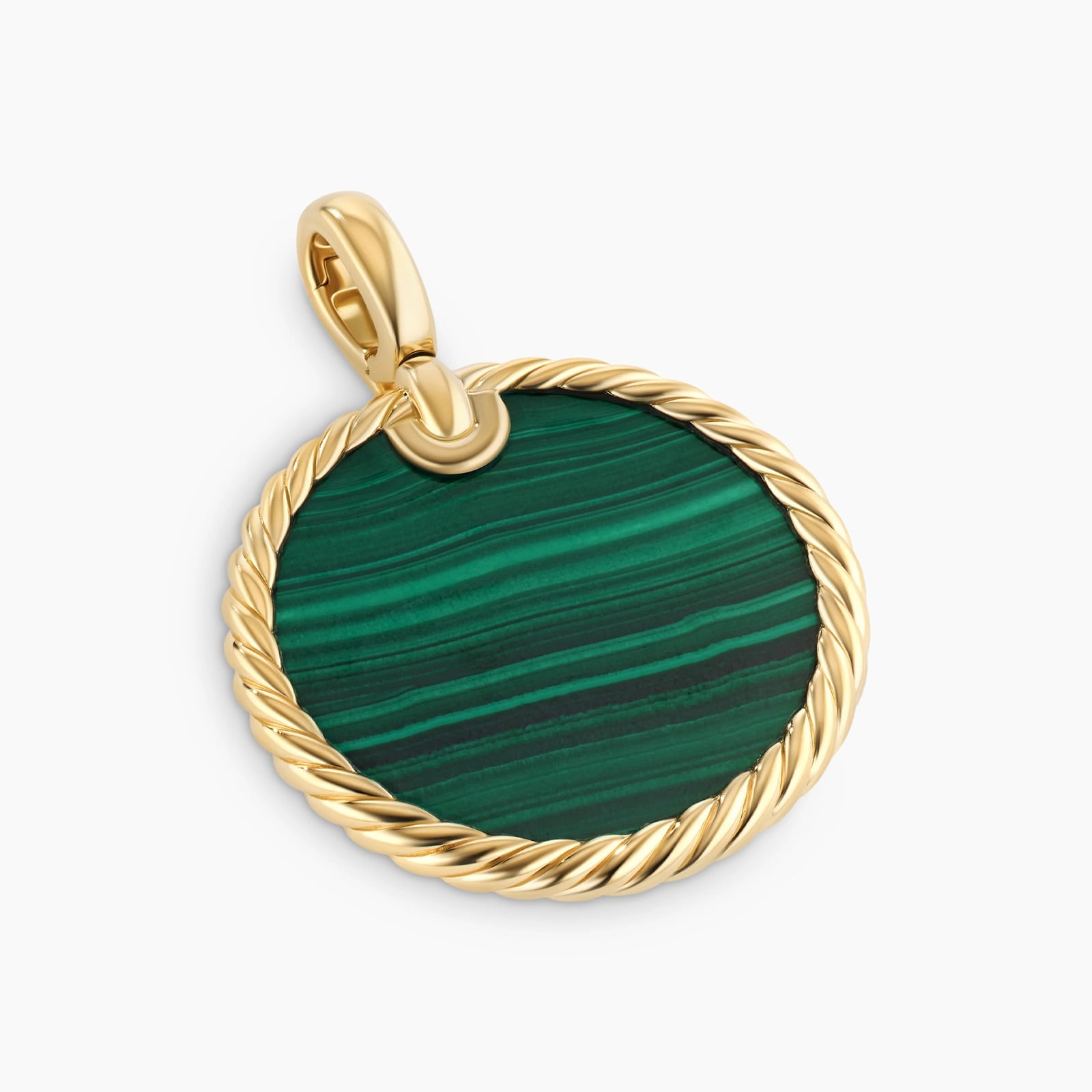 DY Elements® Disc Pendant In 18ct Yellow Gold With Malachite, 24mm