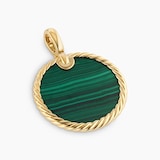 David Yurman DY Elements® Disc Pendant In 18ct Yellow Gold With Malachite, 24mm