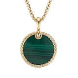 David Yurman DY Elements® Disc Pendant In 18ct Yellow Gold With Malachite, 24mm
