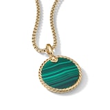 David Yurman DY Elements® Disc Pendant In 18ct Yellow Gold With Malachite, 24mm