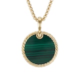 David Yurman DY Elements® Disc Pendant In 18ct Yellow Gold With Malachite, 24mm